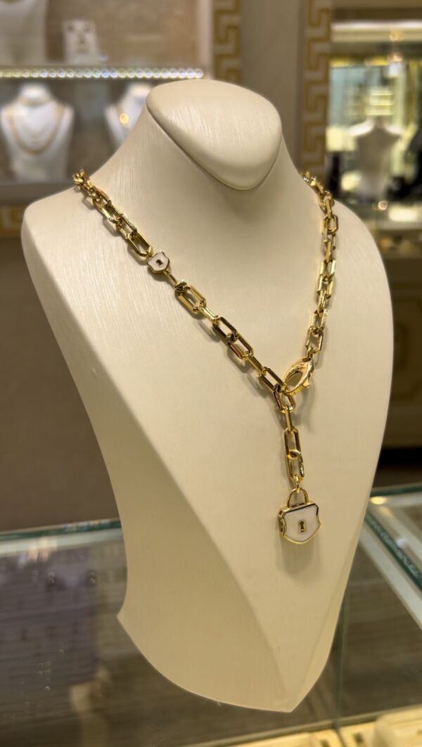 14 Ayar Çift Taraflı Mineli Ataş Kolye